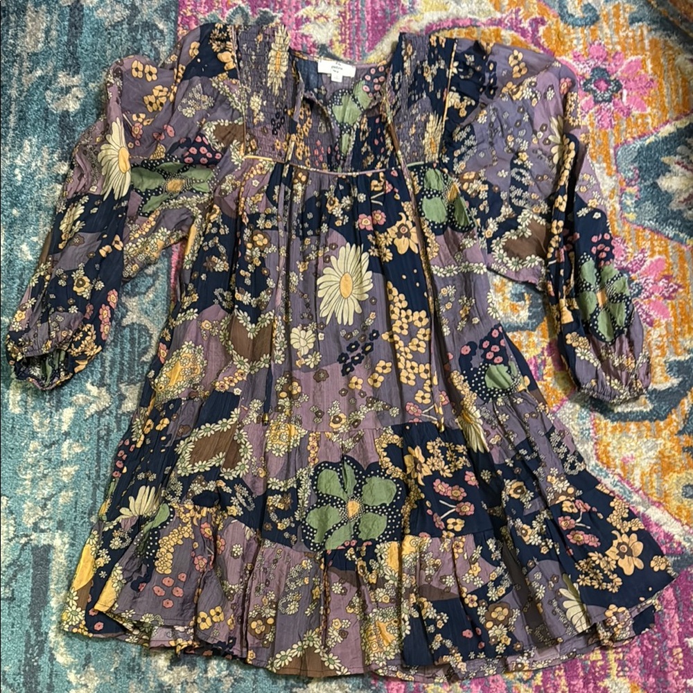 Entro Multicolor Floral Dress boho size large nwot